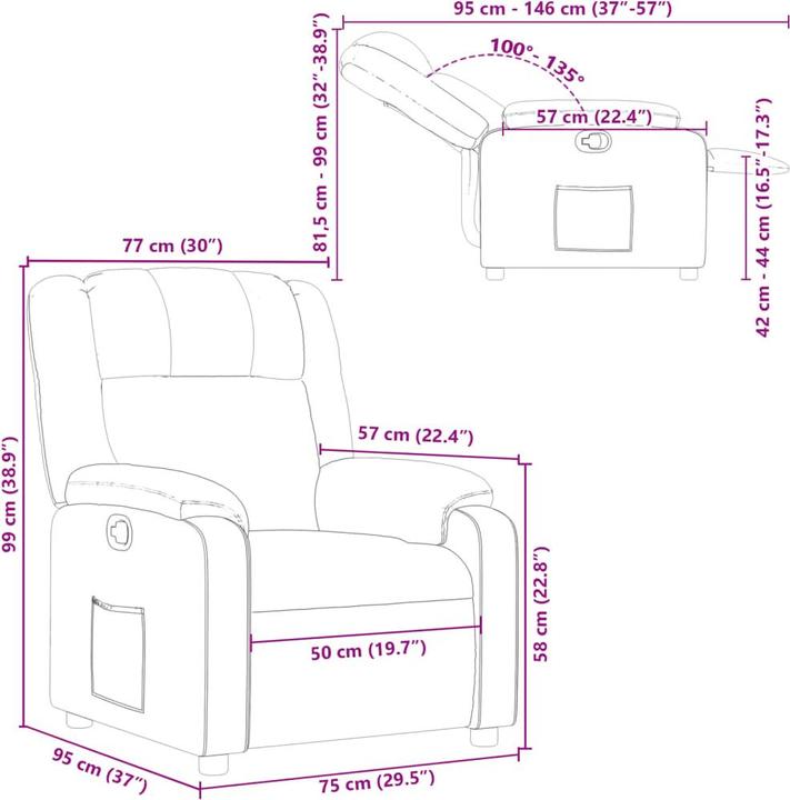 Produktbild vidaXL Relaxsessel Schwarz Kunstleder,Farbe: Schwarz,Material