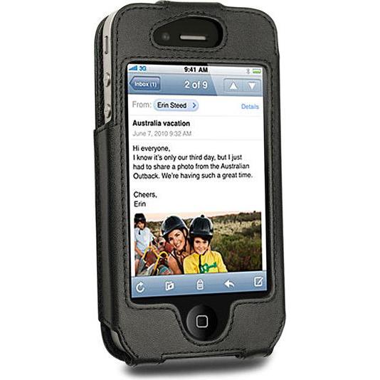 Noreve Lederschutzhülle (Apple iPhone 4), Smartphone Hülle, Schwarz