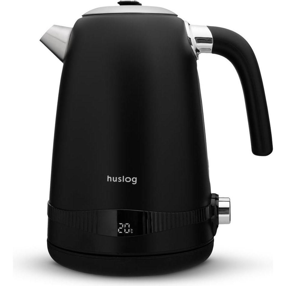 Huslog retro kettle with temperature control black 1,7L 2200W, Bollitore, Nero
