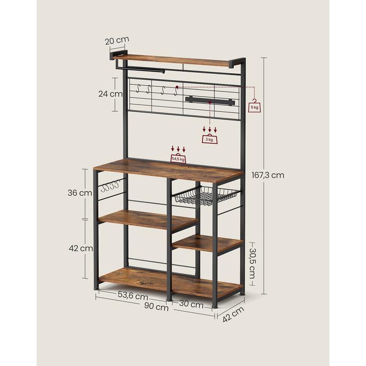 Produktbild Vasagle Küchenregal (90 x 42 x 167.5 cm)