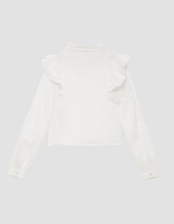 Immagine prodotto S.Oliver Bluse Verkürzte Bluse mit Lochstickerei und Rüschen (M)