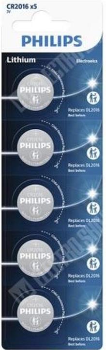 Philips Buttoncell 5pcs CR2016 (5 pcs., CR2016, 75 mAh)