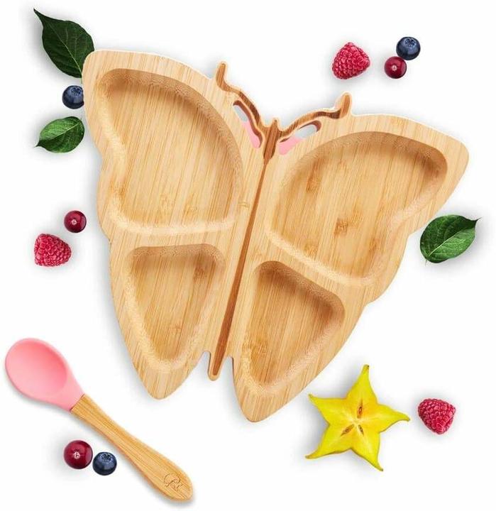 Kleiner Fuchs Kinderteller Bambus Schmetterling Rosa