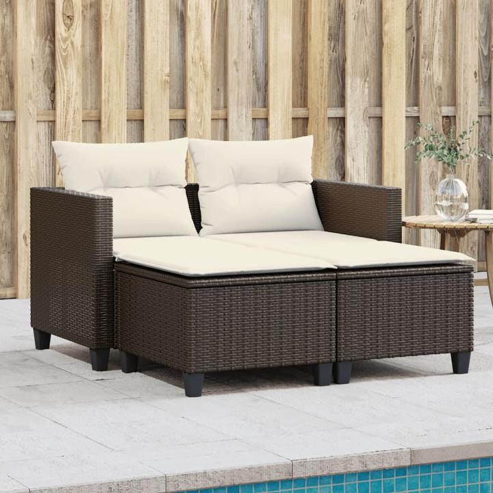 Produktbild vidaXL Gartensofa 2-Sitzer mit Hockern