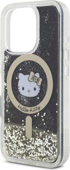 Actual product image Hello Kitty HKHMP16LLGDIK iPhone 16 Pro 6.3" czarny złoty/black gold hardcase Liquid Glitter Fever (Apple iPhone 16 Pro)