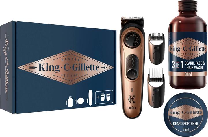 Gillette Geschenkset King C Barttrimmer PRO, Bartshampoo + Bartbalsam