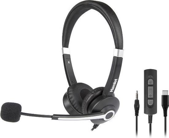 Immagine prodotto Hamlet HHEADM-CJS cuffia e auricolare Cablato A Padiglione Ufficio USB tipo-C Nero (Cablato)