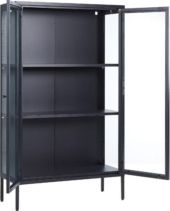 Image du produit Beliani Vitrine en verre métal noir 150 cm NASH (90 x 150 cm)