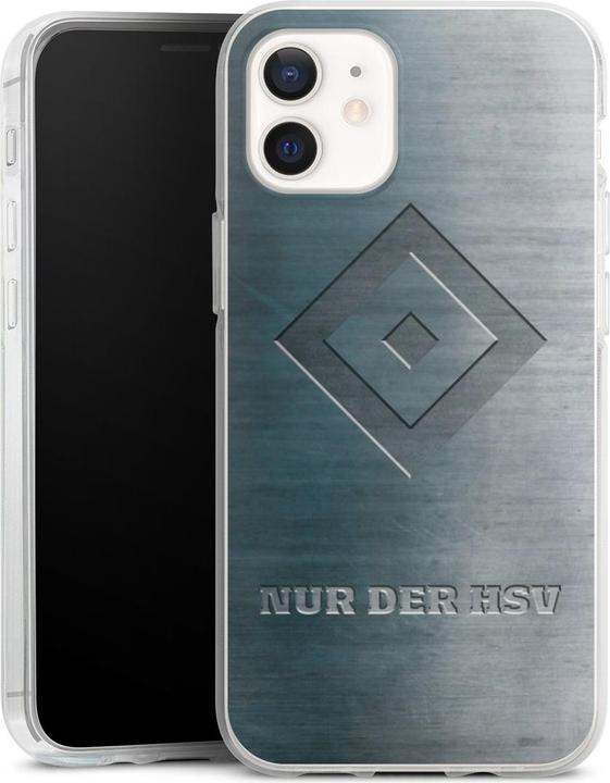 Produktbild DeinDesign Silikon Hülle für Apple iPhone 12 Handyhülle Case Smartphone Schutzhülle HSV Hamburger SV Metallic (Apple iPhone 12)