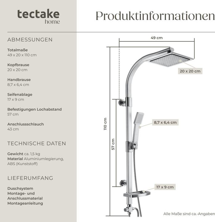 Actual product image tectake Shower system