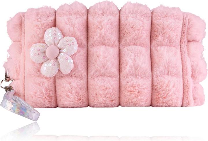 Immagine prodotto Accentra Kosmetiktasche / Kulturbeutel mit Fell und Blume