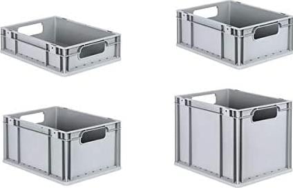 Actual product image Allit Storage box ProfiPlus EuroEco O412, grey Euro box made of PP, open handles, resistant to... (30 x 40 x 12 cm)