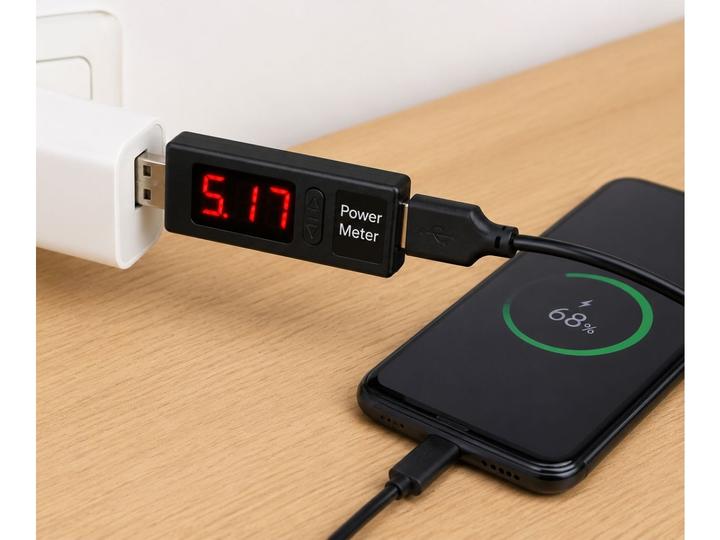 Produktbild PowerGuard ChargeDoctor USB Power Meter mit LED Display Volt/Ampere
