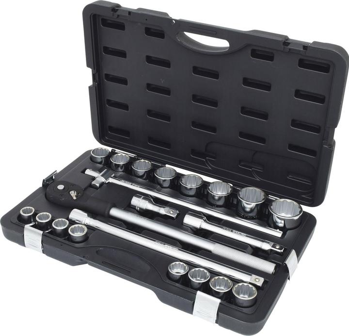 Immagine prodotto KS Tools Set di chiavi a bussola da 1/4", 21 T., esagonali esterne, in pollici, cromate satinate opache (3/4")