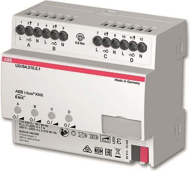 Produktbild Busch-Jaeger LED-Dimmer 4x210 W/VA UD/S4.210.2.1 Busch-Installationsbus KNX REG-Universa (Dimmaktor)