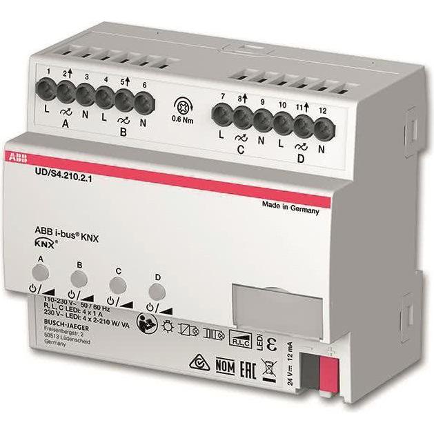 Busch-Jaeger, Aktor, LED-Dimmer 4x210 W/VA UD/S4.210.2.1 Busch-Installationsbus KNX REG-Universa (Dimmaktor)