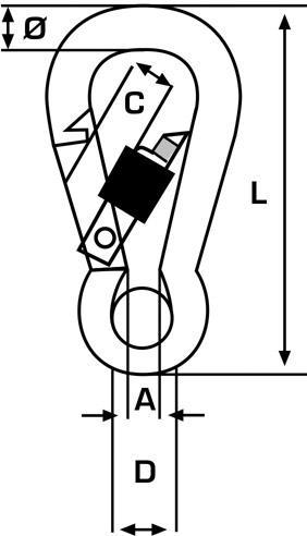 Pösamo Snap hook 100 mm stainless steel A4