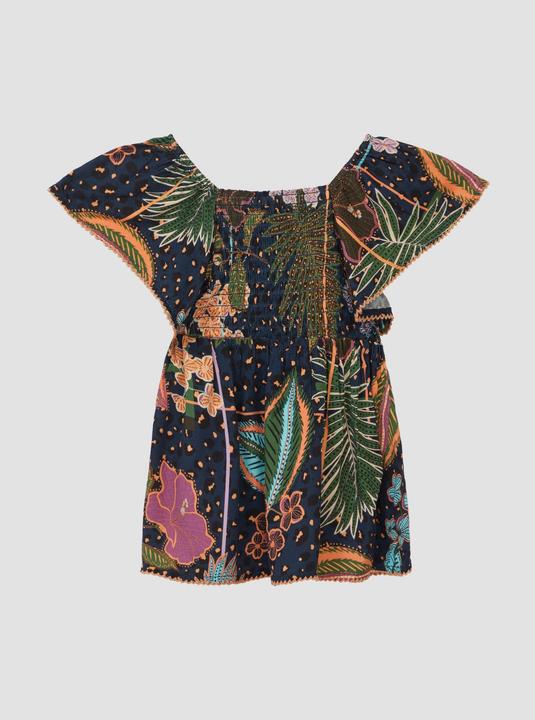 Immagine prodotto S.Oliver Bluse Gemusterte Bluse aus satinierter Viskose mit Smok-Detail (128, 134)