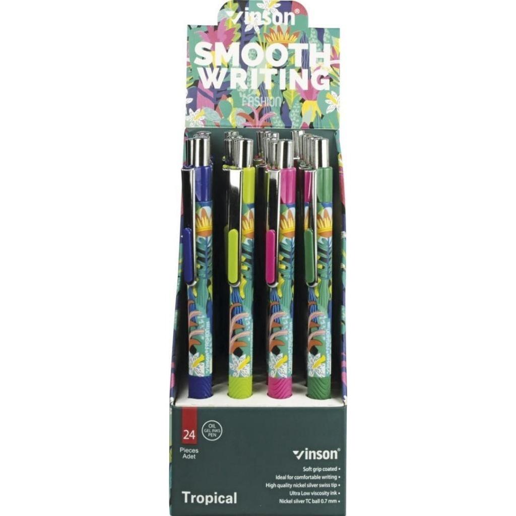 Easy, Penne, Automatischer Kugelschreiber. Fashion Tropic Blau (24 Stück) (Blu, 24 x)