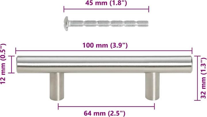 Produktbild vidaXL Möbelgriffe 10 Stk. Schwarz 96 mm Edelstahl,Farbe
