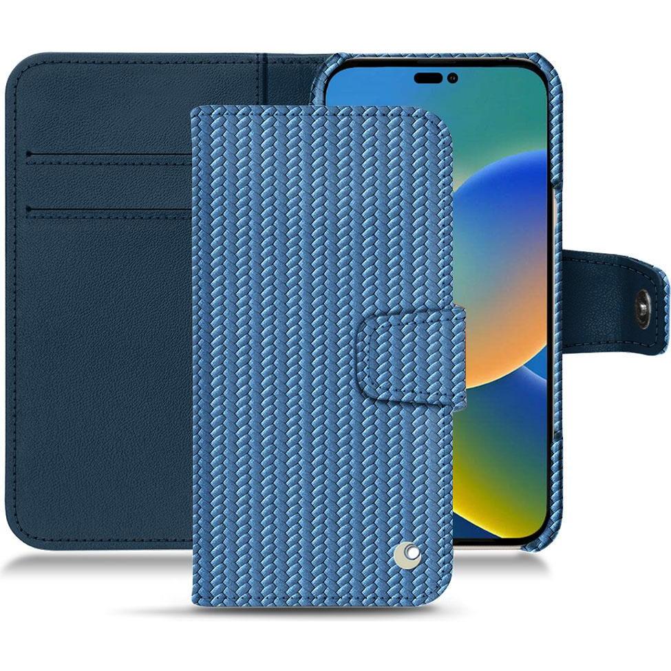 Noreve Lederschutzhülle Wallet (Apple iPhone 14), Smartphone Hülle, Blau