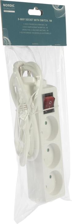 Actual product image Antalis Plug 3-fold with contact (D) 1m cable white (3x, CEE 7/16, 1 m)