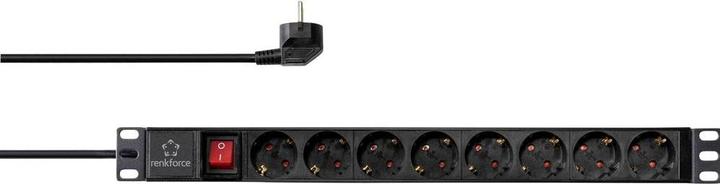 Productafbeelding Renkforce RF-4604248 48,30cm (19") Netwerkkastcontactdoosstrip 1 U contactdoos met aardingscontact met