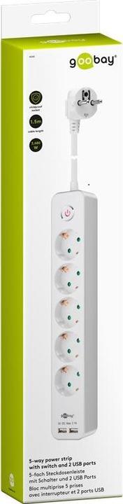 Actual product image Goobay extension cord (5 x, CEE 7/4, 1.50 m)