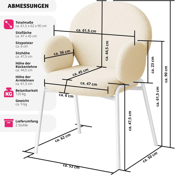 Image du produit tectake Set de 4 chaises Scandi rembourrées