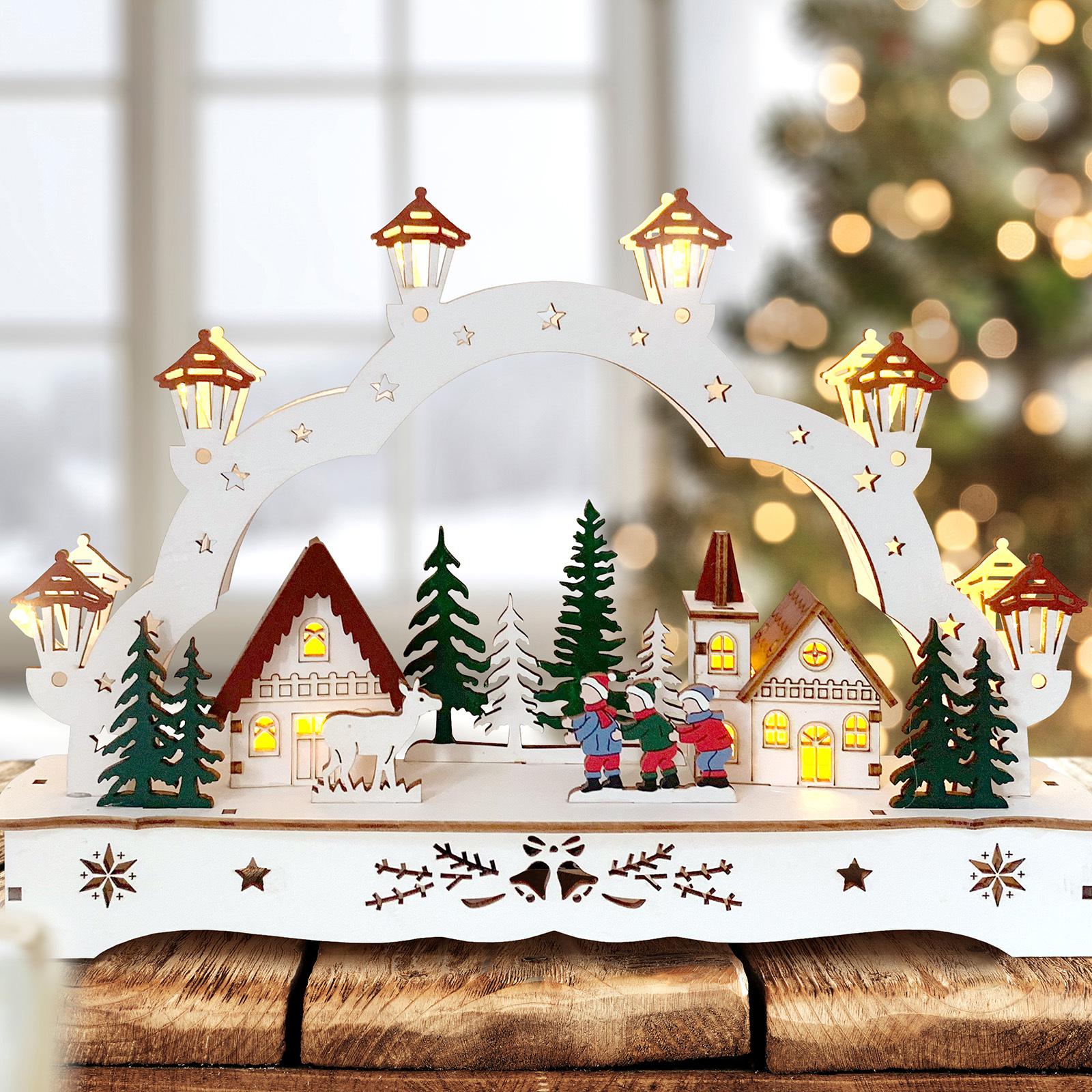 Thumbnail - HTI-Living, Weihnachtsbeleuchtung, Leuchtbogen im modernen Weiss Kinder mit Reh
