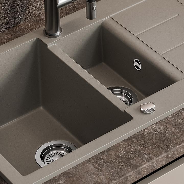 Produktbild Bergström Seattle mit 2 Spülbecken & Trockenplatz (Einbauspüle mit Abtropffläche, 80 cm, 50 cm)