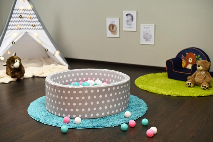 Actual product image Knorrtoys Ball pool soft - "Grey white dots" - 300 balls rose/cream/lightblue