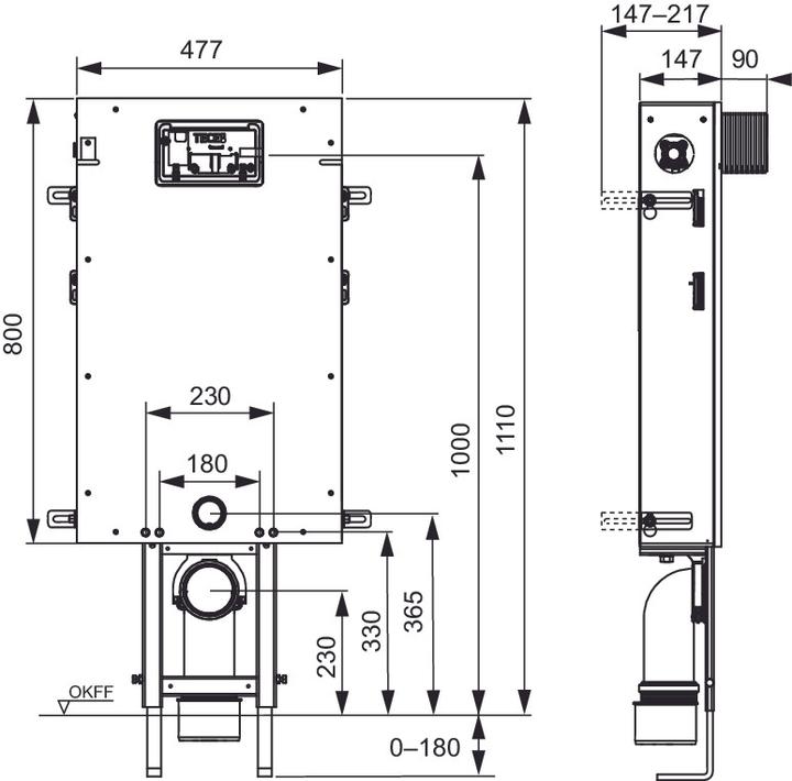 Produktbild TECE UP-Splkasten TECEbox mit Uni-Splkasten und verfliefhiger Frontverkleidung H: 1110 mm 9371300