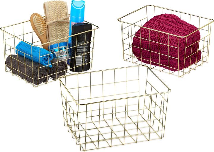 Relaxdays Drahtkorb Set (3 x, 28 x 20 x 15.5 cm)