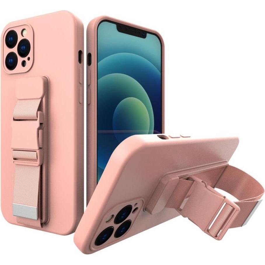 Hurtel Rope case Gel case with a chain lanyard bag lanyard iPhone 13 Pro pink (Apple iPhone 13 Pro), Smartphone Hülle, R...