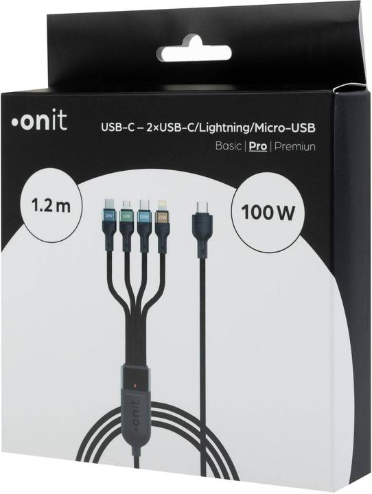 Produktbild Onit 4 in 1 USB Kabel (1.20 m, USB 2.0, 100 W)