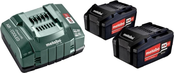 5,2 Ah Schnellladegerät ASC 145, 2 x Li-Power Akkupack 18 V