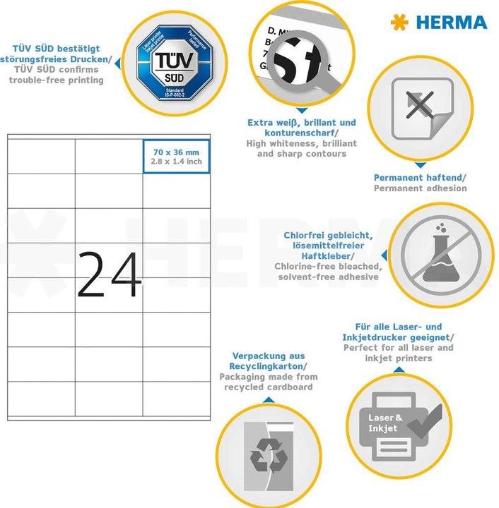 Image du produit HERMA Étiquettes d'adresse A4