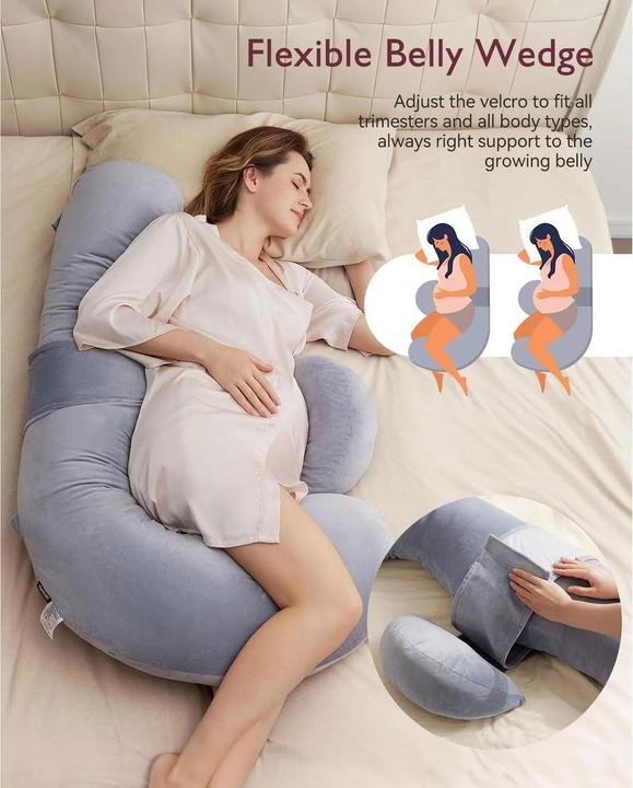 Immagine prodotto Momcozy Cuscino di gravidanza a forma di F in velluto GRA (148 cm)