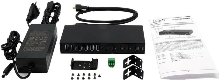 Produktbild Exsys Industrial USB 3.2 Gen 2x1 Hub 10-Port (USB-C, 10 Ports)
