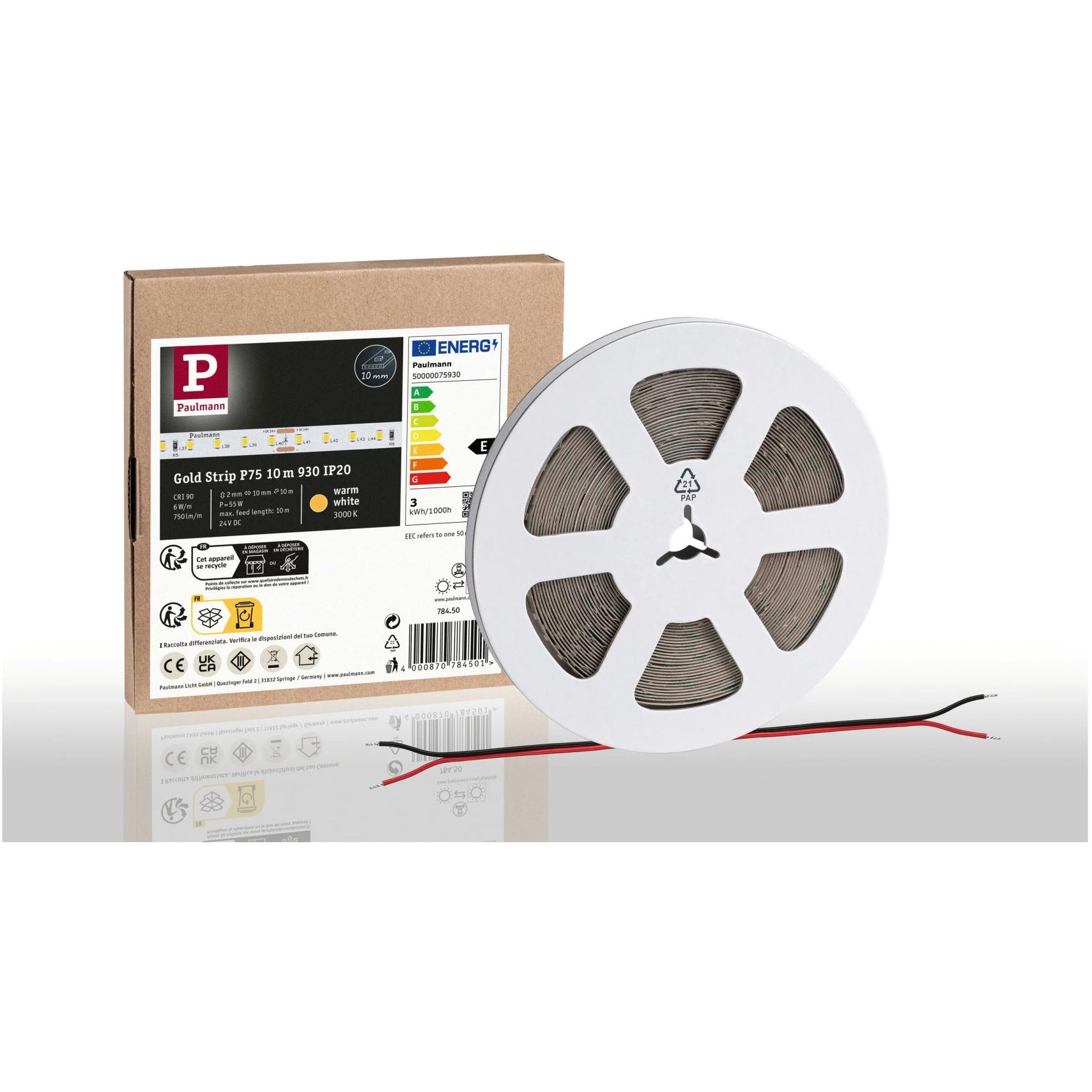 Paulmann, LED Streifen, Pro Strip Gold P75 (Warmweiss, 1000 cm, Indoor)
