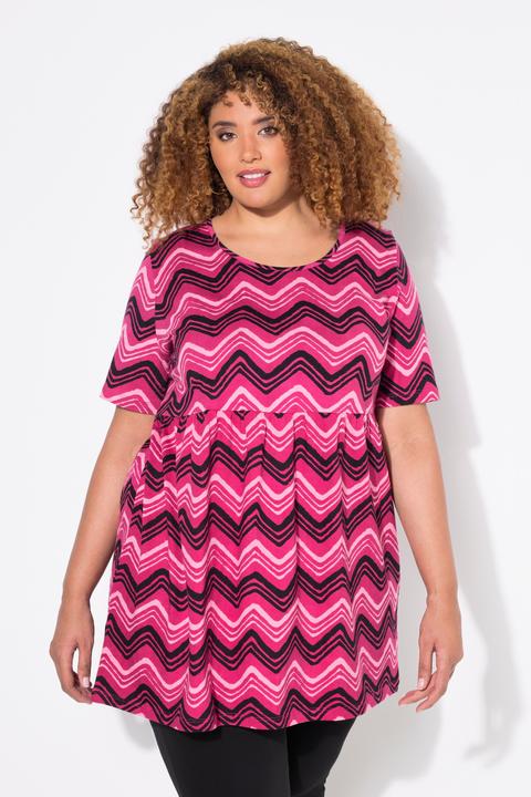 Produktbild Ulla Popken Longshirt, Zackenmuster, A-Linie, Rundhals, 3/4-Arm (46, 48)