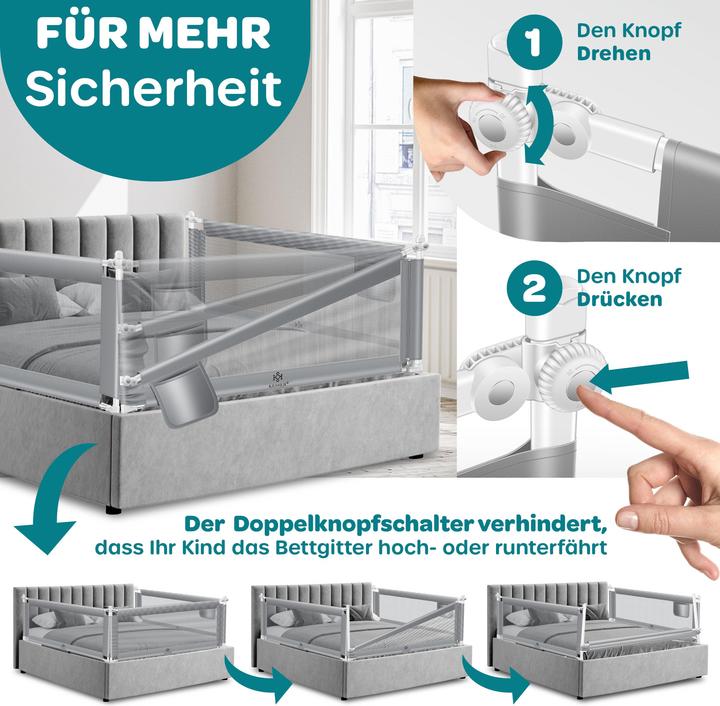 Actual product image Kesser Bed Rail, Light Grey 150cm