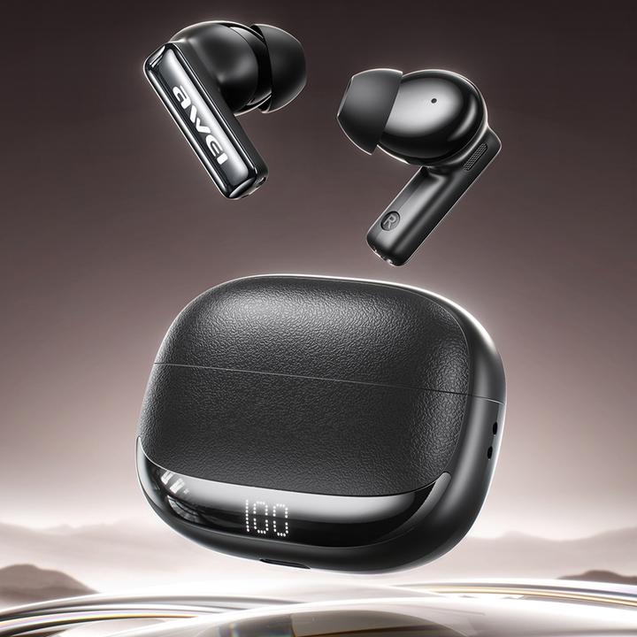 Actual product image Awei Słuchawki bezprzewodowe TA19 ANC Bluetooth 6.0 TWS + stacja dokująca czarny (ANC, Docking, Wireless)