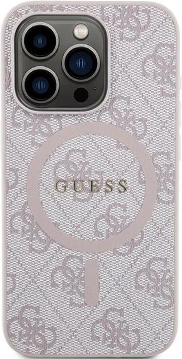 Actual product image Guess GUHMP14XG4GFRP iPhone 14 Pro Max 6.7" różowy/pink hardcase 4G Collection Leather Metal Logo Ma (Apple iPhone 14 Pro Max)