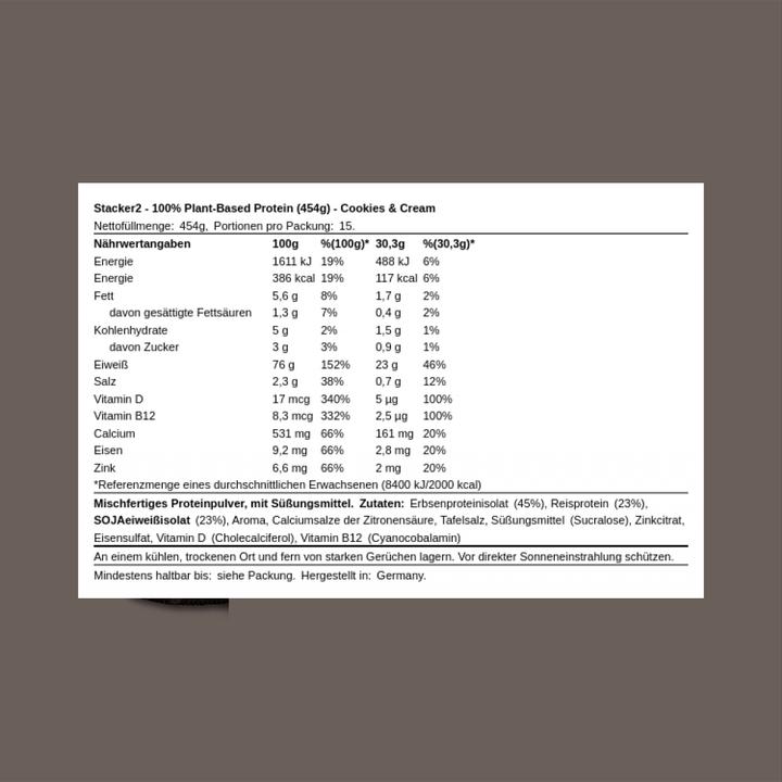 Actual product image Stackers 100% Plant-Based Protein (1 x, 454 g)
