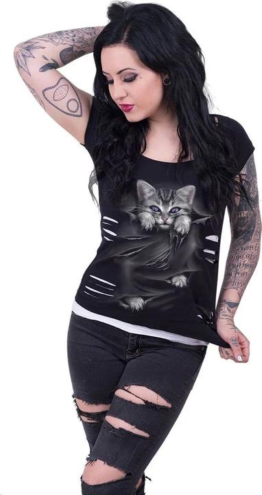 Actual product image Spiral Womens/Ladies Bright Eyes Ripped 2 in 1 T-Shirt (XL)