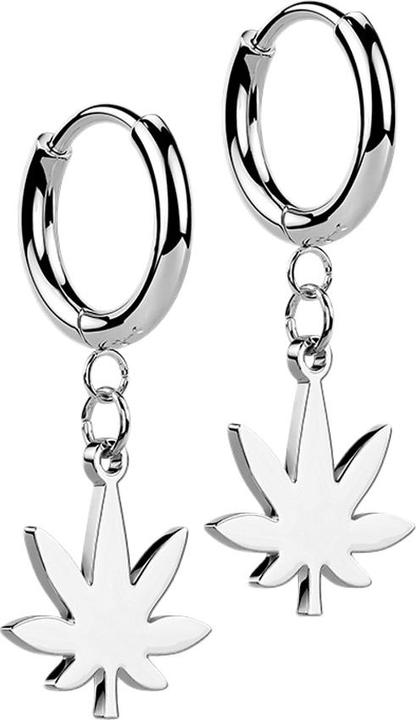Immagine prodotto Star Piercing Orecchino d'argento con ciondolo a forma di foglia di canapa (senza ottone, Acciaio chirurgico 316L)