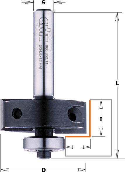Image du produit CMT 660.350.11 Scie à sol avec lames interchangeables + palier d'extrémité 34,9 x 53 mm tige 8 mm