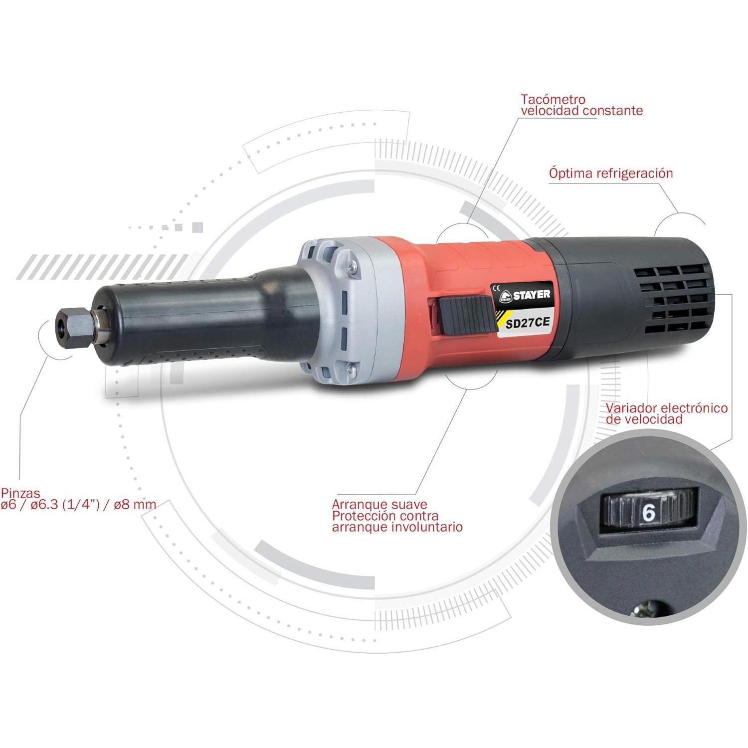 Stayer, Rettificatrice + lucidatrice, Velocita Geradschleifer Konstantgeschwindigkeit Elektronischer Regler (Smerigliatrice, 750 W)